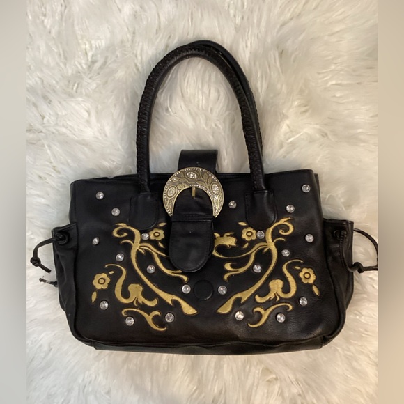 Carlos Falchi Black Embellished Leather Bag - Picture 4 of 16